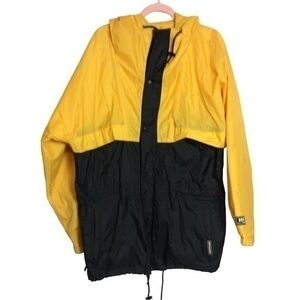 Helly Hansen black and yellow windbreaker/rain jacket. Medium